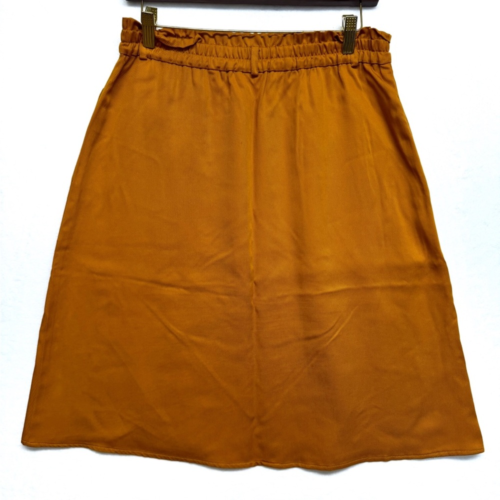 Buru Skirt Medium Womens Yellow Mustard Midi Gathered Missing Belt